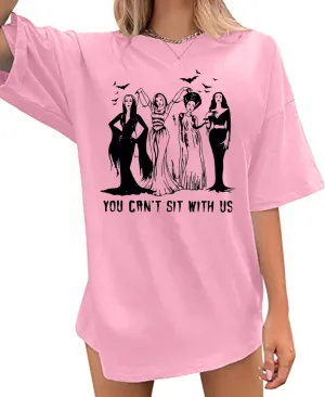 Oversized Ghoul Gang T-Shirt Women You Can't Sit with Us Vintage Goth Queen Graphic Tshirt Short Sleeve Fall Tops