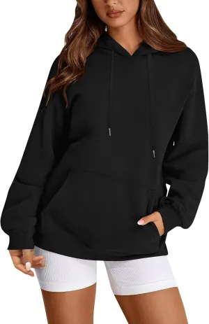 Oversized Hoodie for Women Drawstring Lightweight Pullover Sweatshirts Comfy Y2K Hoodies Fleece Winter Coat w/Pockets