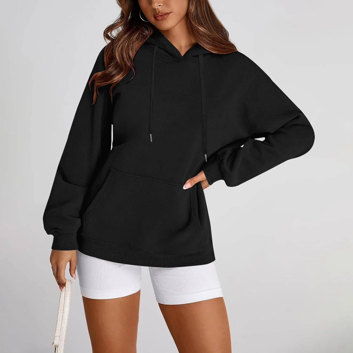 Oversized Hoodie for Women Drawstring Lightweight Pullover Sweatshirts Comfy Y2K Hoodies Fleece Winter Coat w/Pockets
