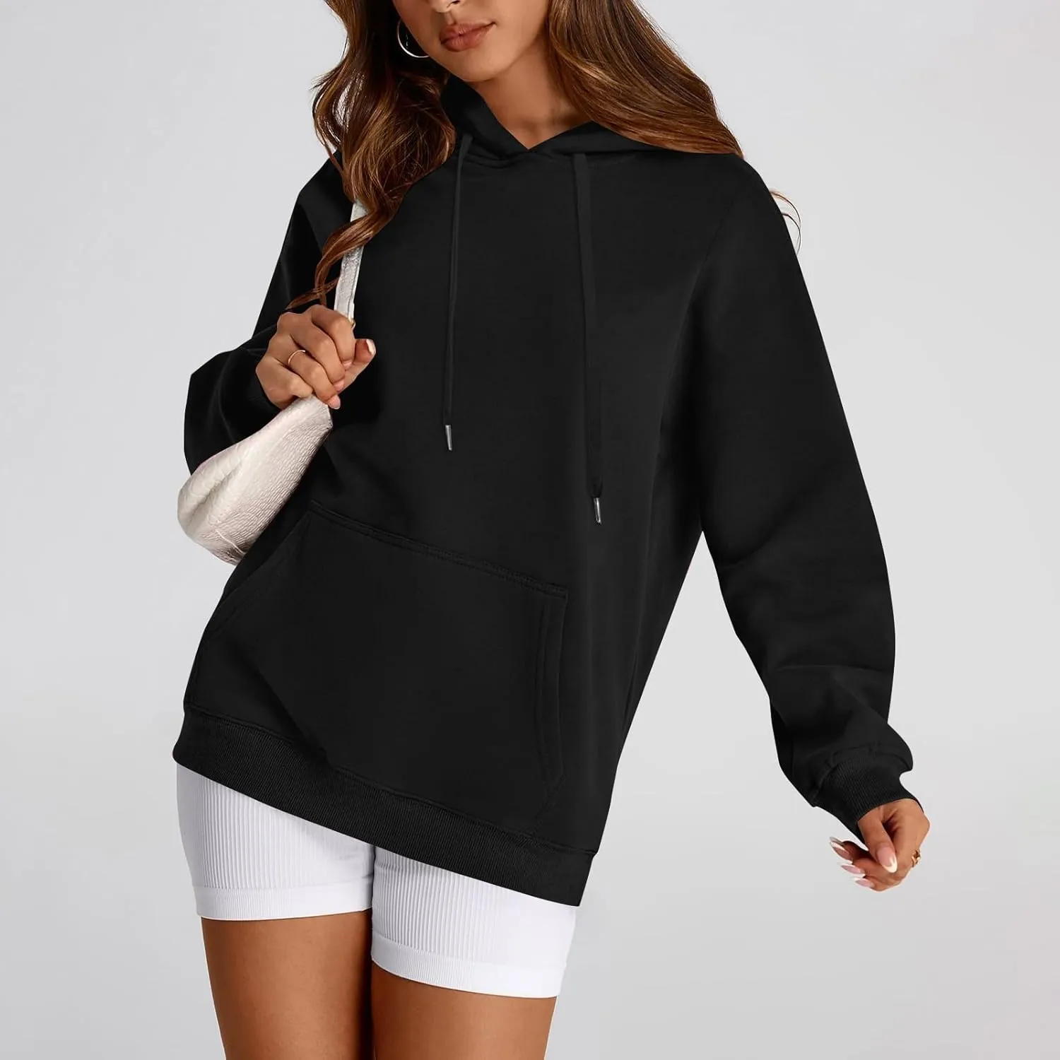 Oversized Hoodie for Women Drawstring Lightweight Pullover Sweatshirts Comfy Y2K Hoodies Fleece Winter Coat w/Pockets