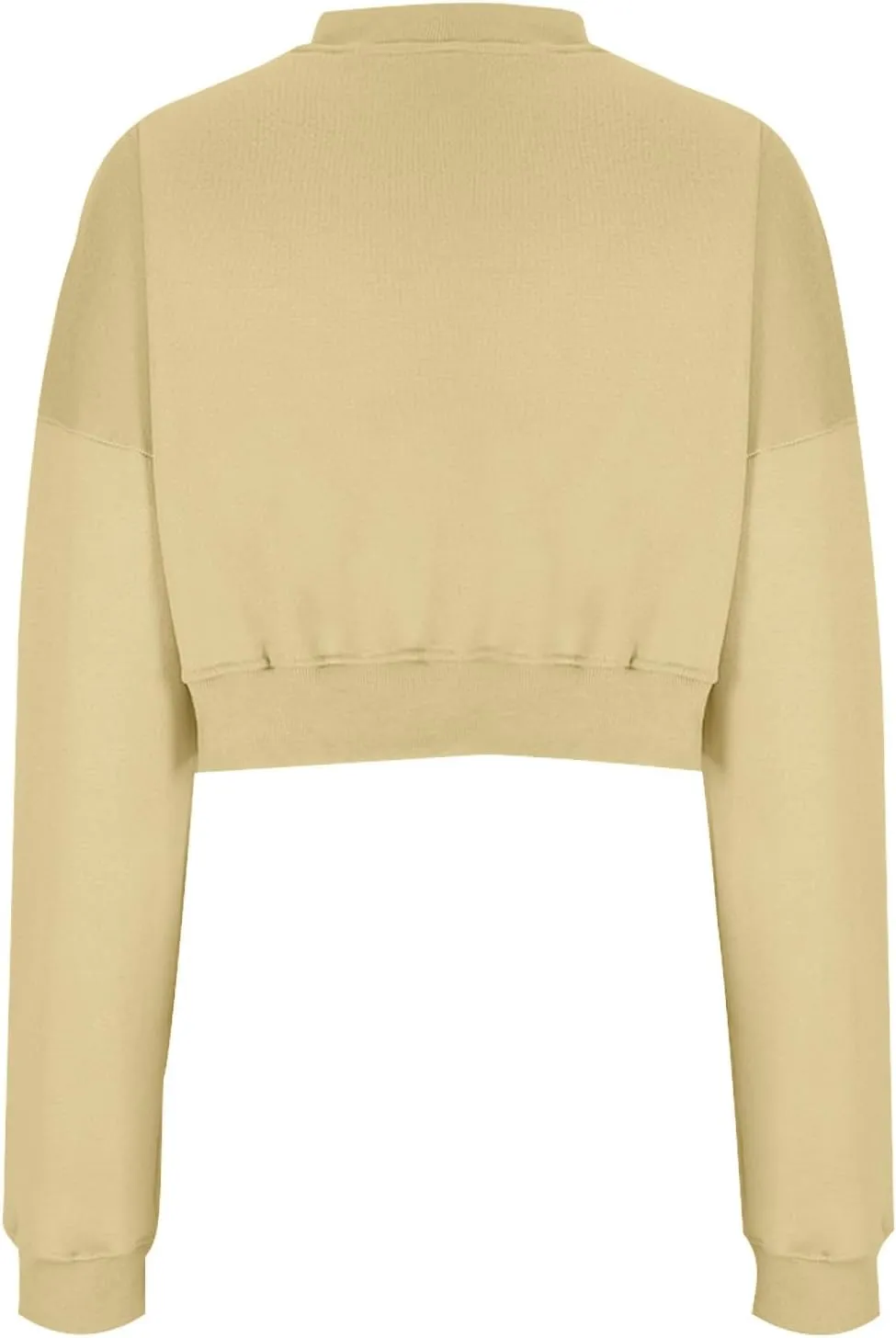 Oversized Sweatshirt Women Loose Fit v Neck Fleece Lined Cropped Shirts Drop Sleeve Solid Pullover Hoodies No Hood