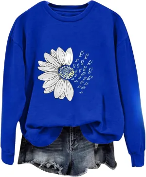 Oversized Sweatshirts for Women Casual Floral Print Sweaters Crewneck Graphic Loose Long Sleeve Fashion Pullover Tops