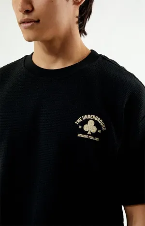 PacSun Men's Black Clove Waffle Knit Oversized T-Shirt