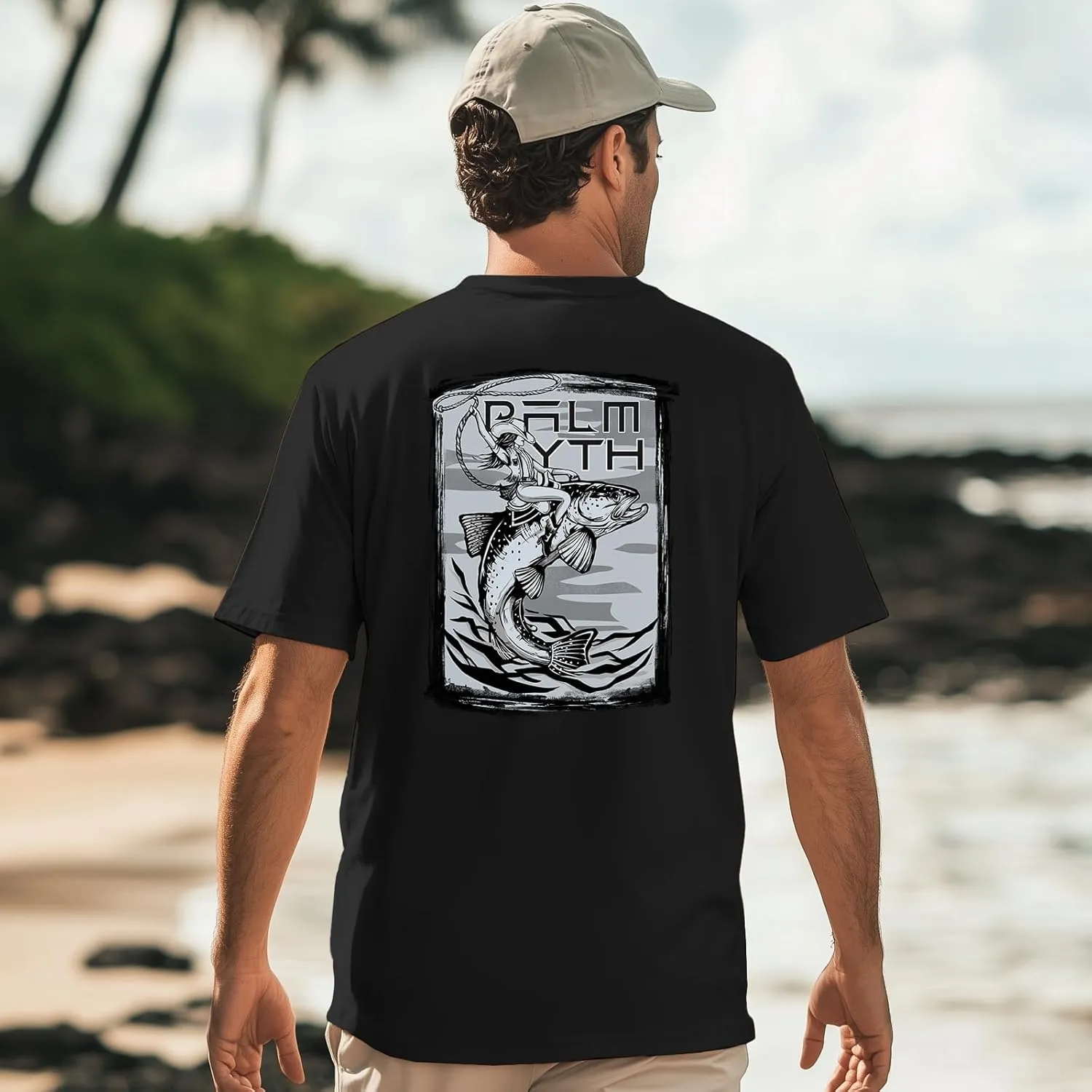 Palmyth Mens Fishing Shirts Short Sleeve UPF 50  T-Shirt UV Sun Protection SPF Tee Quick Dry