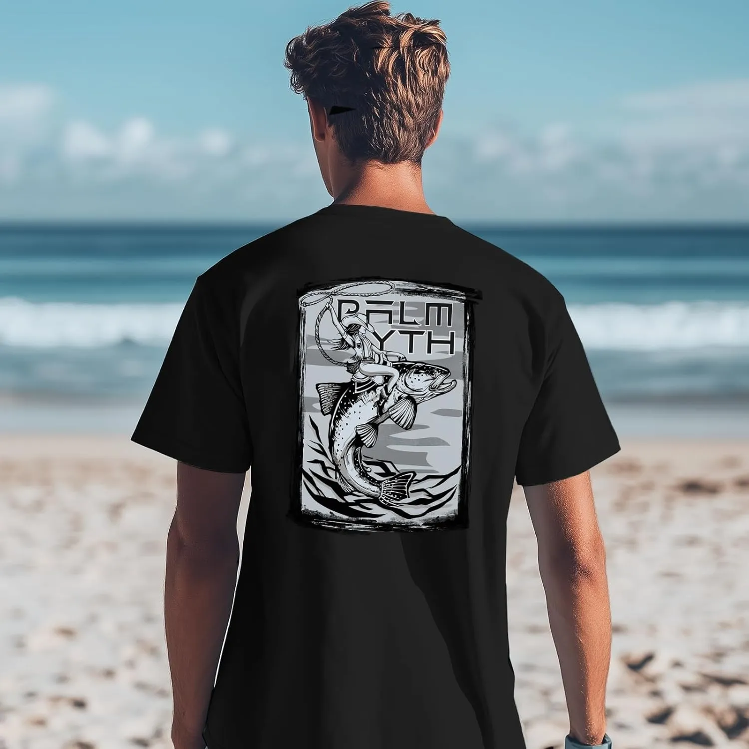 Palmyth Mens Fishing Shirts Short Sleeve UPF 50  T-Shirt UV Sun Protection SPF Tee Quick Dry