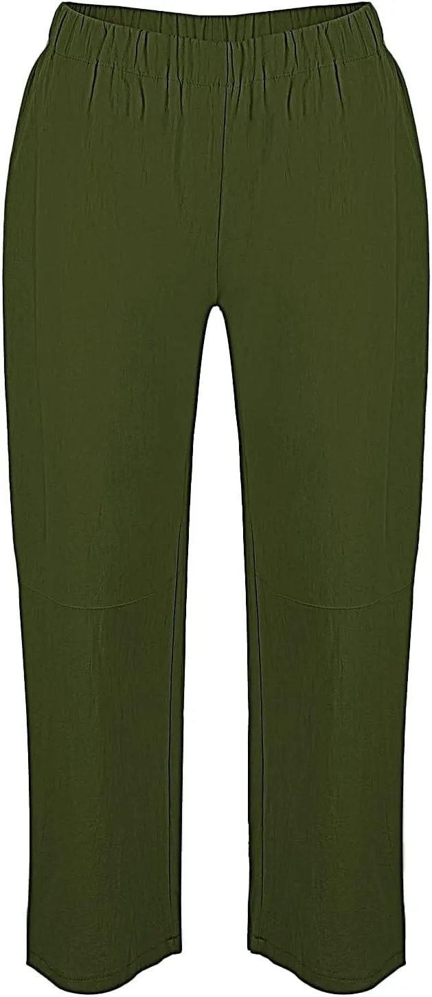 PantalN De Lino para Mujer Trousers Women Loose Wide Leg Pants Summer Fashion Solid Color Linen Work Pants for Women