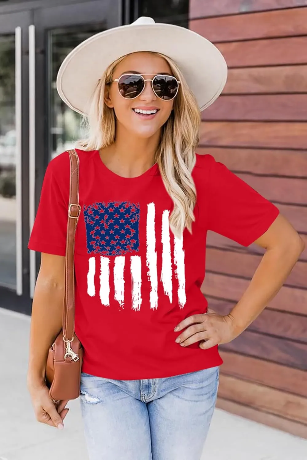 Patriotic Shirts for Women American Flag Shirt 4th of July Tshirt Graphic Tees Casual Short Sleeve Tee Top