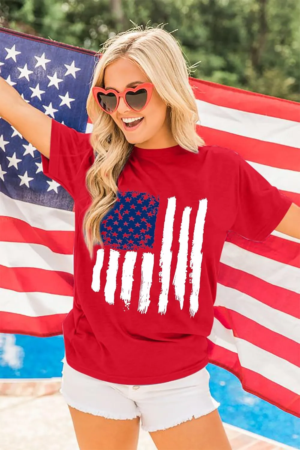 Patriotic Shirts for Women American Flag Shirt 4th of July Tshirt Graphic Tees Casual Short Sleeve Tee Top