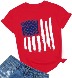 Patriotic Shirts for Women American Flag Shirt 4th of July Tshirt Graphic Tees Casual Short Sleeve Tee Top