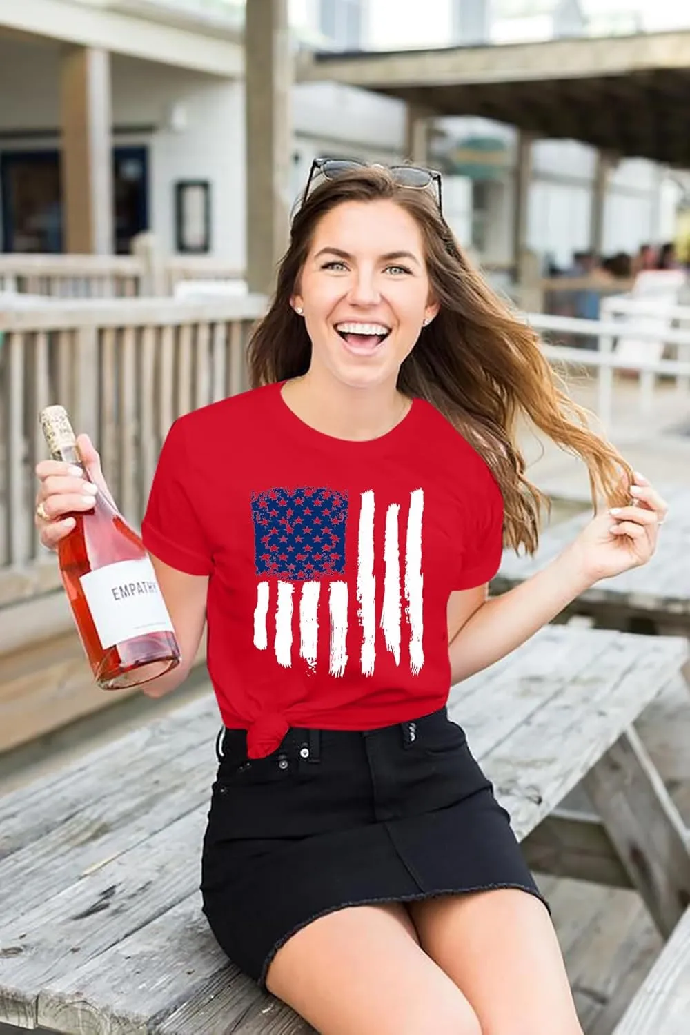 Patriotic Shirts for Women American Flag Shirt 4th of July Tshirt Graphic Tees Casual Short Sleeve Tee Top