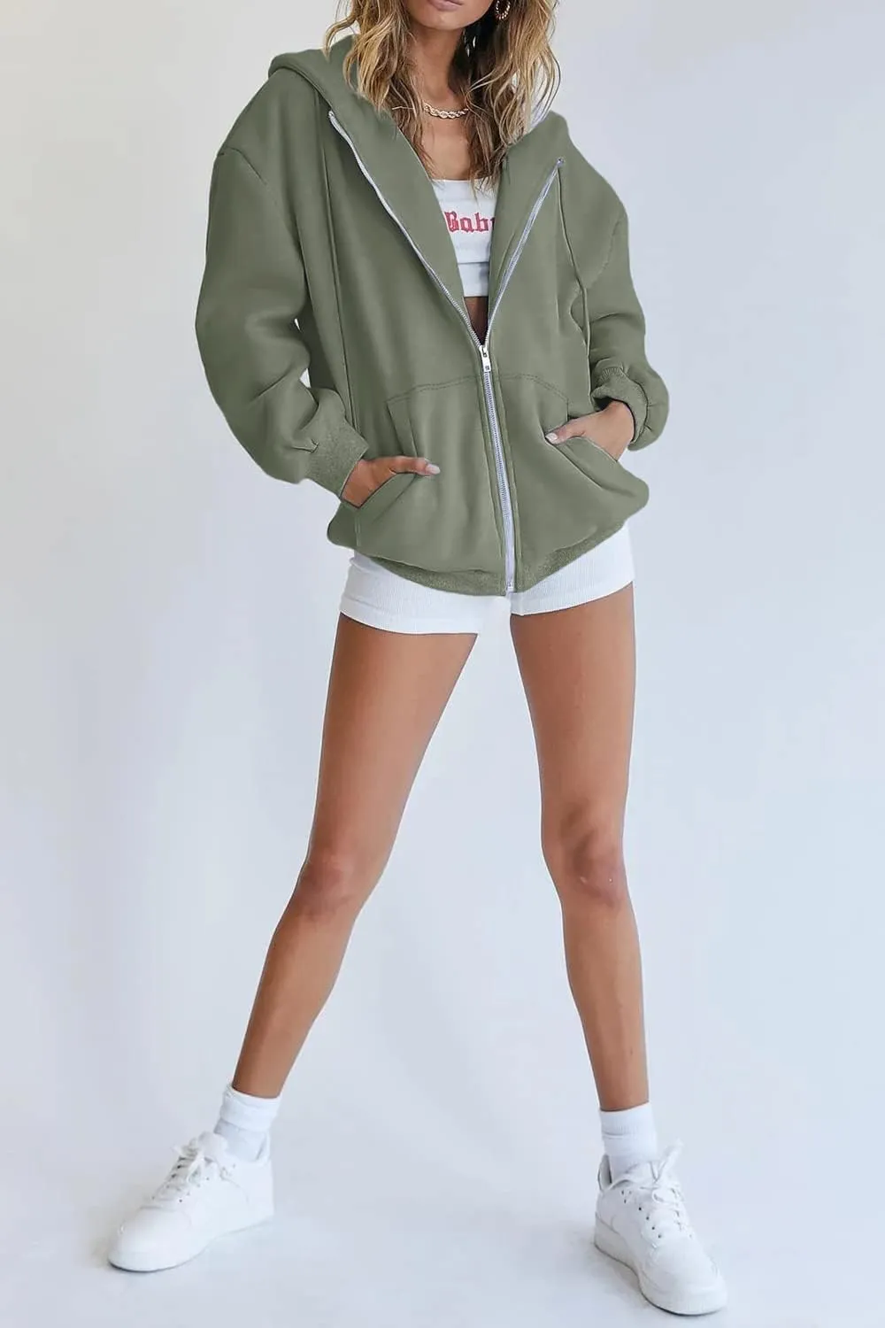 PRETTYGARDEN Women's Zip Up Y2K Hoodies Casual Long Sleeve Track Jackets with Pockets