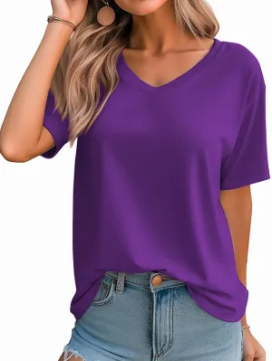 QUALFORT Women's V Neck T-Shirt Women
