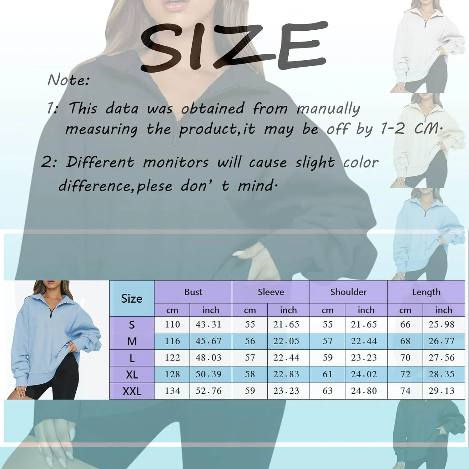 Quarter Zip Pullover Women Oversized Scuba Dupes Sweatshirt Fall Fashion 2023 Half Zip Hoodies Pullover Y2K Teen Girl Clothes