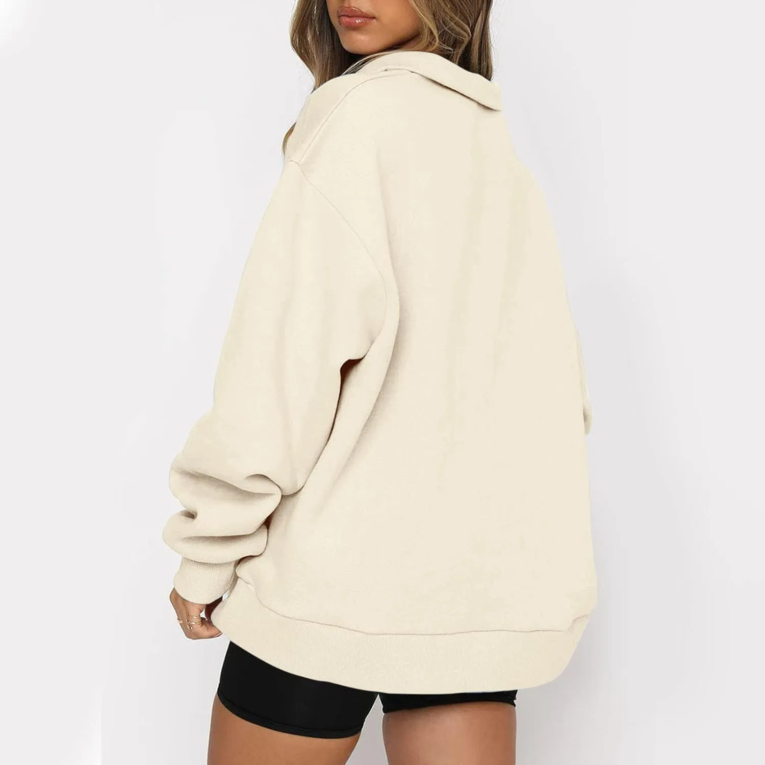 Quarter Zip Pullover Women Oversized Scuba Dupes Sweatshirt Fall Fashion 2023 Half Zip Hoodies Pullover Y2K Teen Girl Clothes