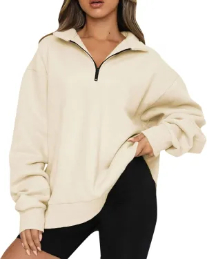 Quarter Zip Pullover Women Oversized Scuba Dupes Sweatshirt Fall Fashion 2023 Half Zip Hoodies Pullover Y2K Teen Girl Clothes