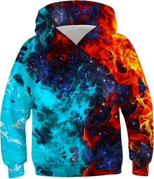 RAISEVERN Kids Hooded Sweatshirt 3D Pullover Hoodie for Girls Boys with Pocket for 6-16 Years
