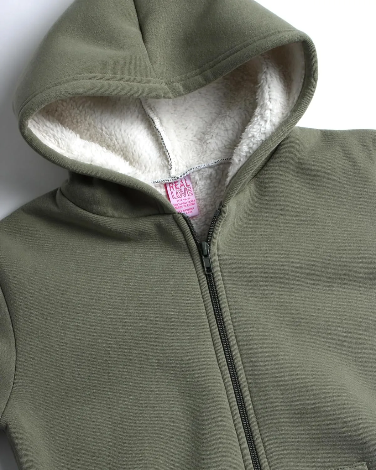 Real Love Girls' Sweatshirt - Heavyweight Fully Sherpa Lined Super Soft Plush Zip Hoodie - Winter Sweatshirt, 7-16