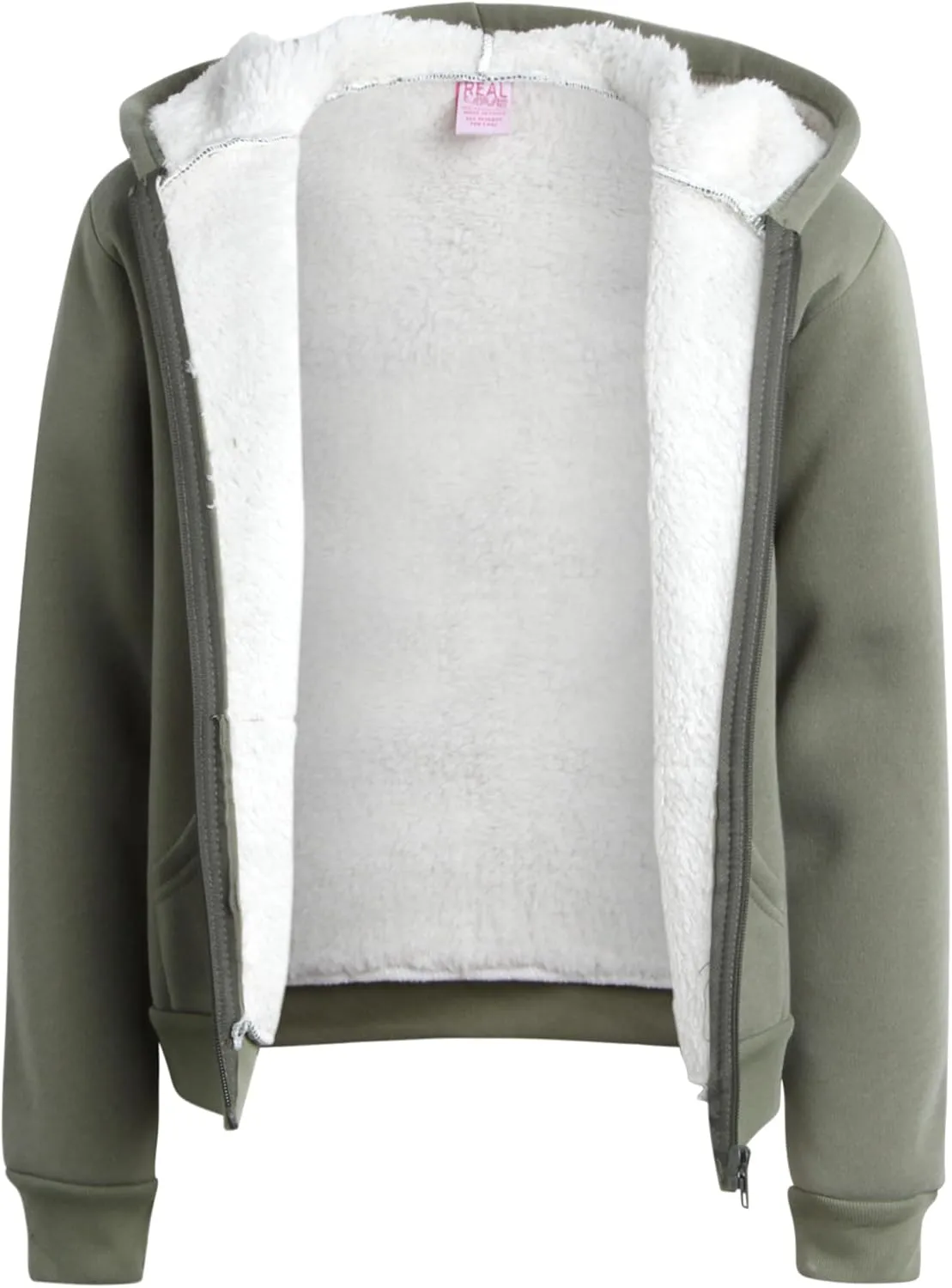 Real Love Girls' Sweatshirt - Heavyweight Fully Sherpa Lined Super Soft Plush Zip Hoodie - Winter Sweatshirt, 7-16