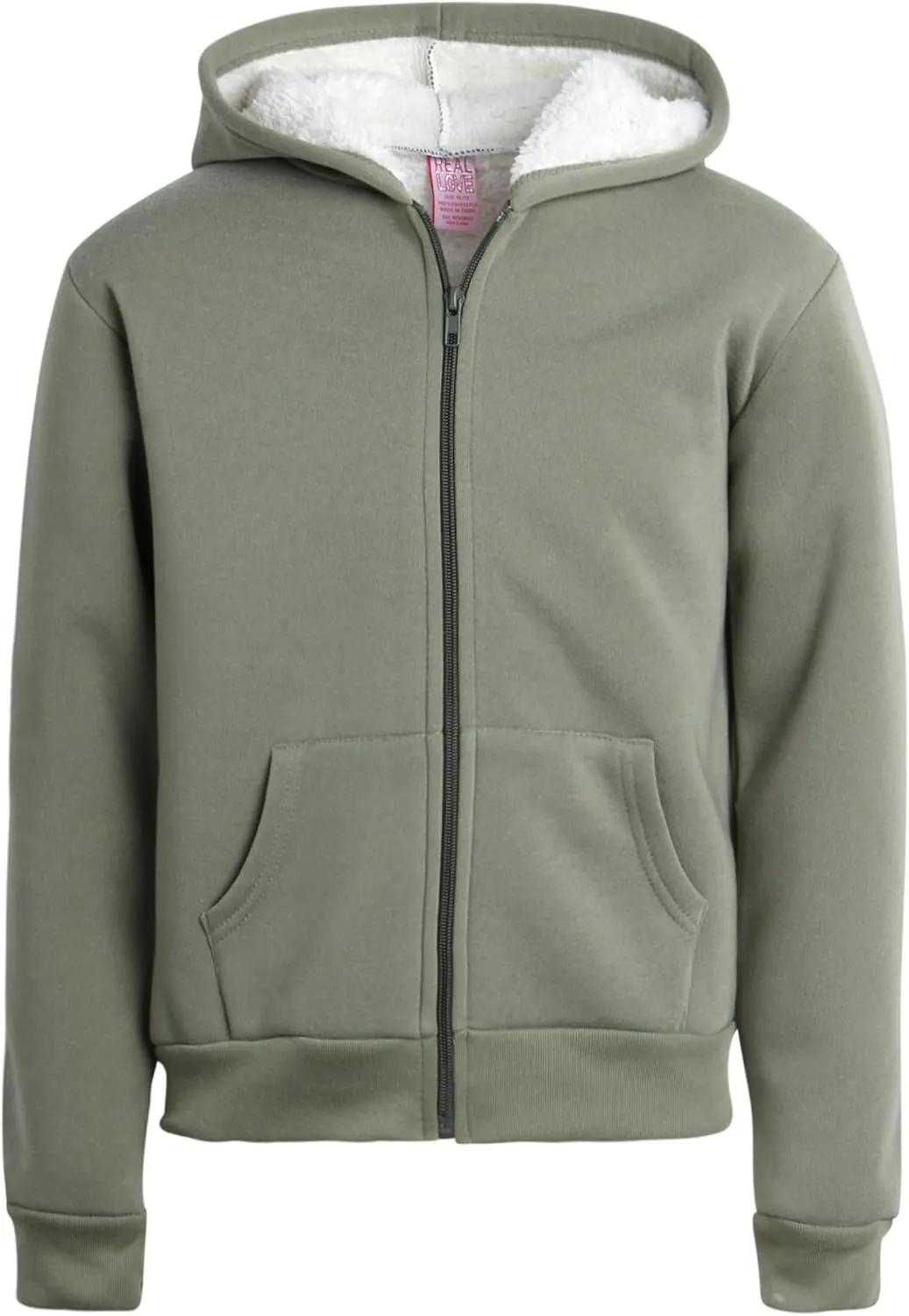 Real Love Girls' Sweatshirt - Heavyweight Fully Sherpa Lined Super Soft Plush Zip Hoodie - Winter Sweatshirt, 7-16
