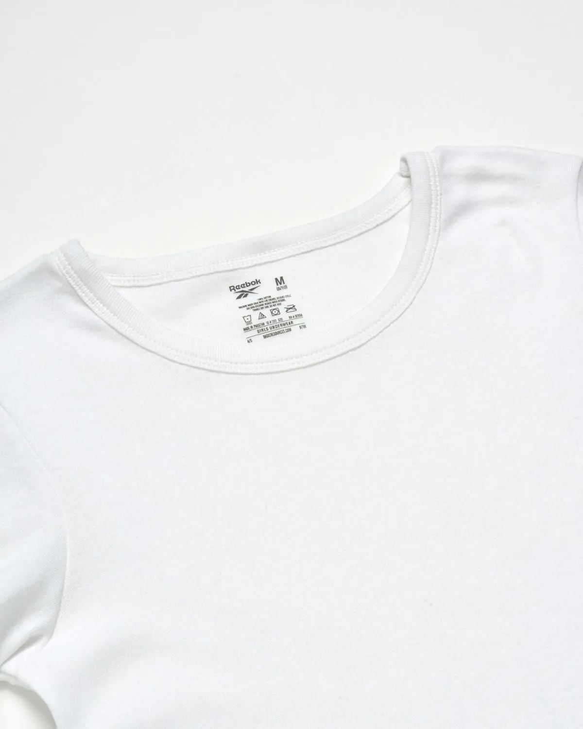 Reebok Girls' Undershirt - 3 Pack/6 Pack 100% Cotton No Show Short Sleeve Crew Neck White Shirt for Girls (Sizes: 2T-16)