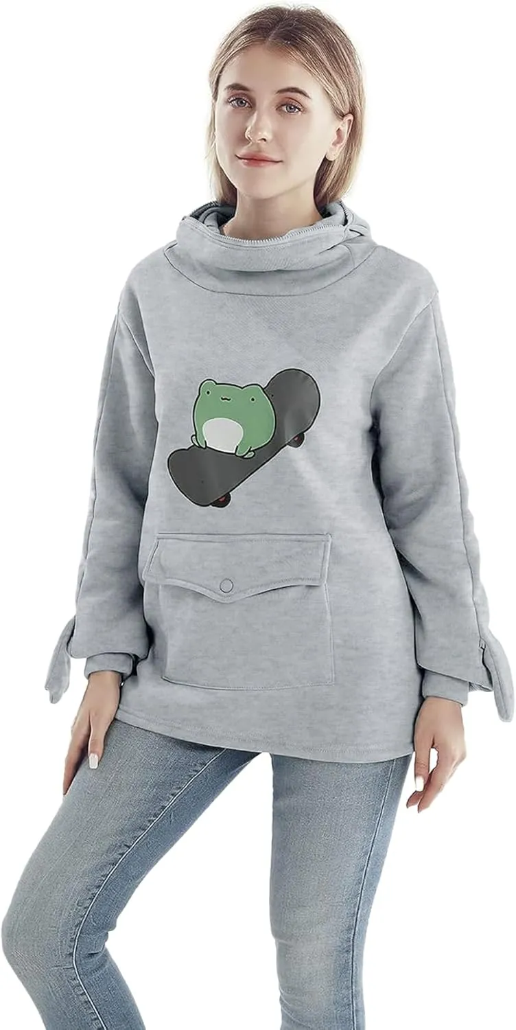 RGOSME Frog Hoodie Teen Girls Cute Oversized Graphic Hoodies Women Sweatshirt Cosplay Costume Pullover Tops
