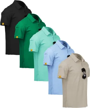 SCODI 5 Pack Mens Polo Shirts Short Sleeve Athletic Golf Polo Shirt for Men Casual Collared Summer Multipack T-Shirts