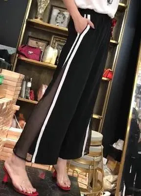 Selena High Slit Lateral Pants with Mesh Panel