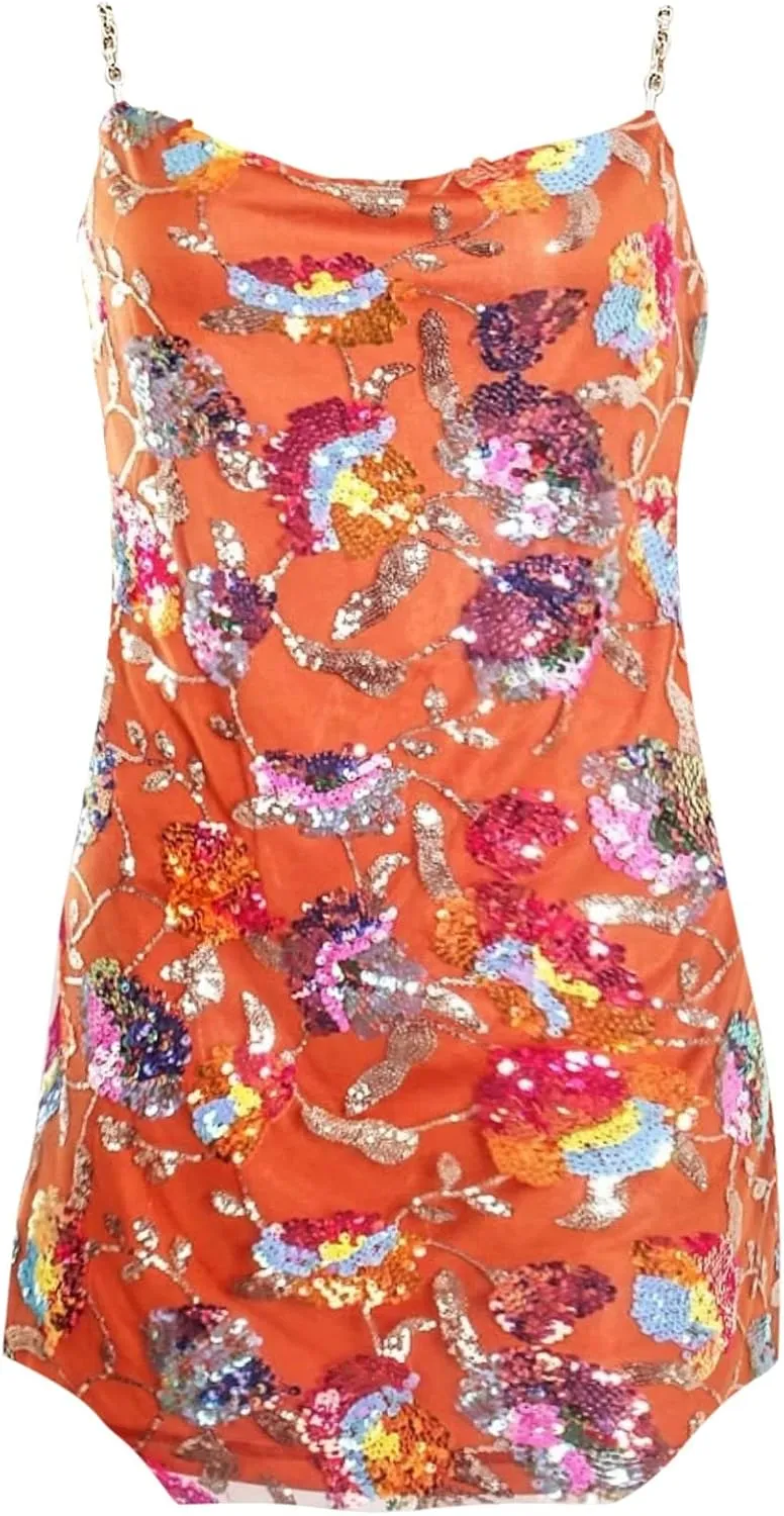 Sequin Dress for Women Sparkly Sexy Spaghetti Strap Backless Deep V Neck Low Cut Mini Dresses for Party Cocktail Club