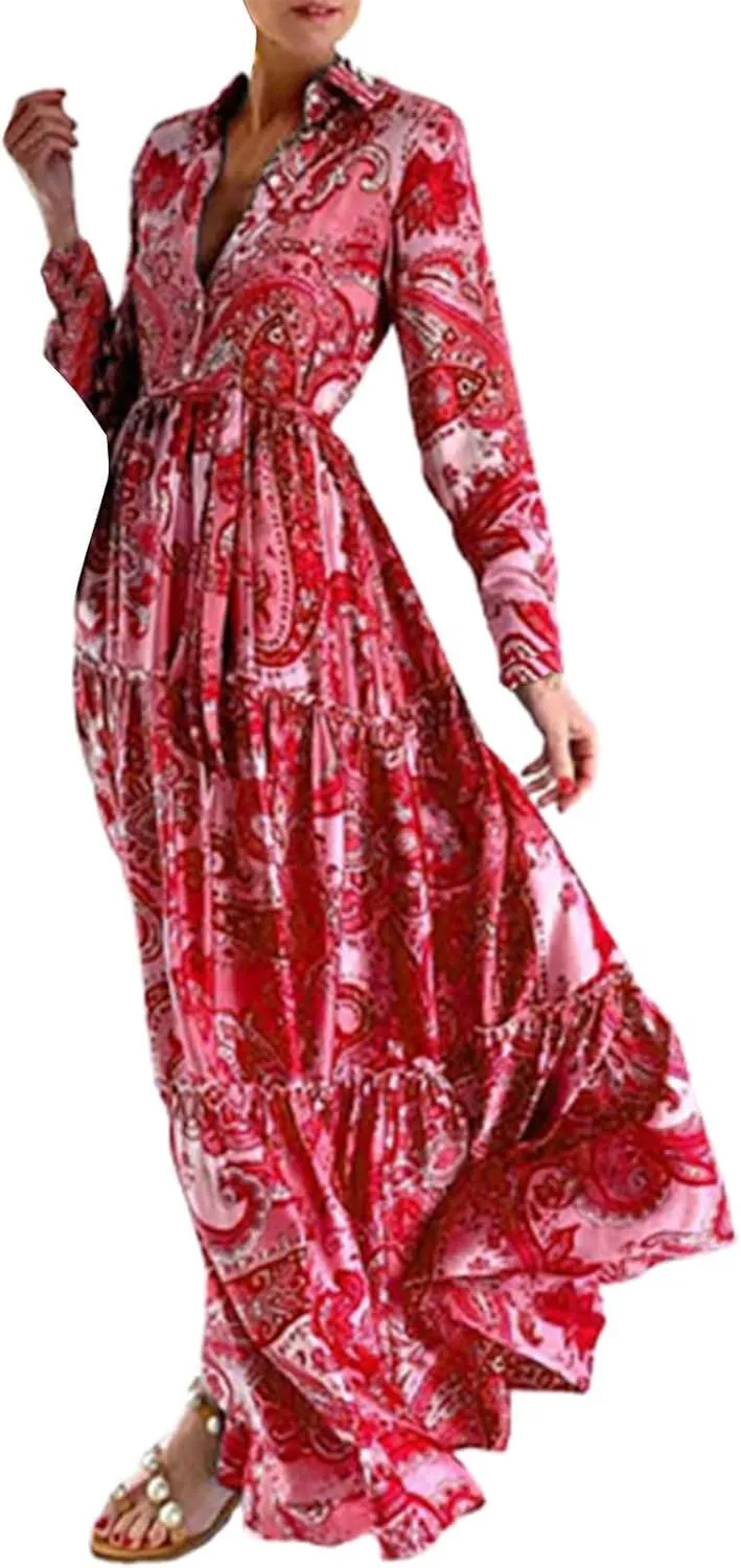 SHAOBGE Maxi Dresses for Women Trendy 2024 2023 Fashion European and American Women's Blue Elegant Long Summer