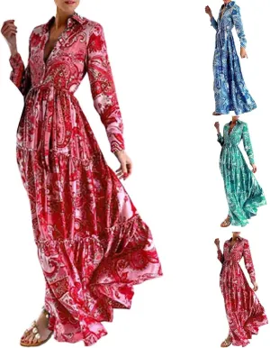 SHAOBGE Maxi Dresses for Women Trendy 2024 2023 Fashion European and American Women's Blue Elegant Long Summer