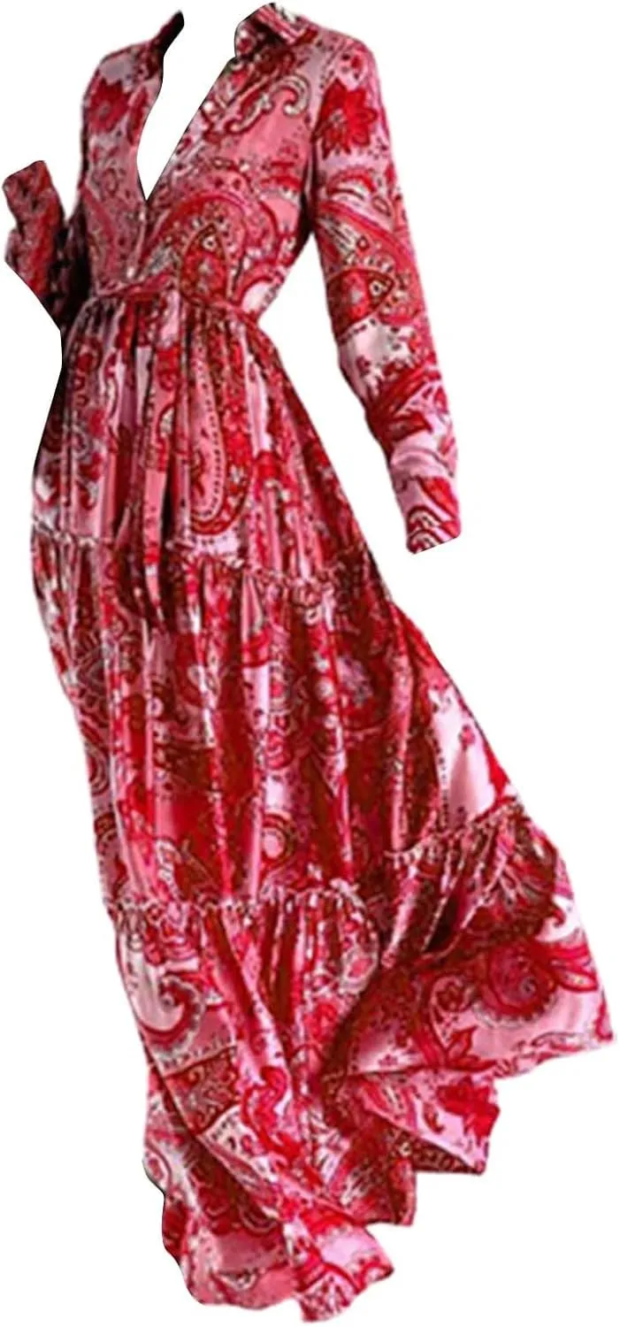 SHAOBGE Maxi Dresses for Women Trendy 2024 2023 Fashion European and American Women's Blue Elegant Long Summer