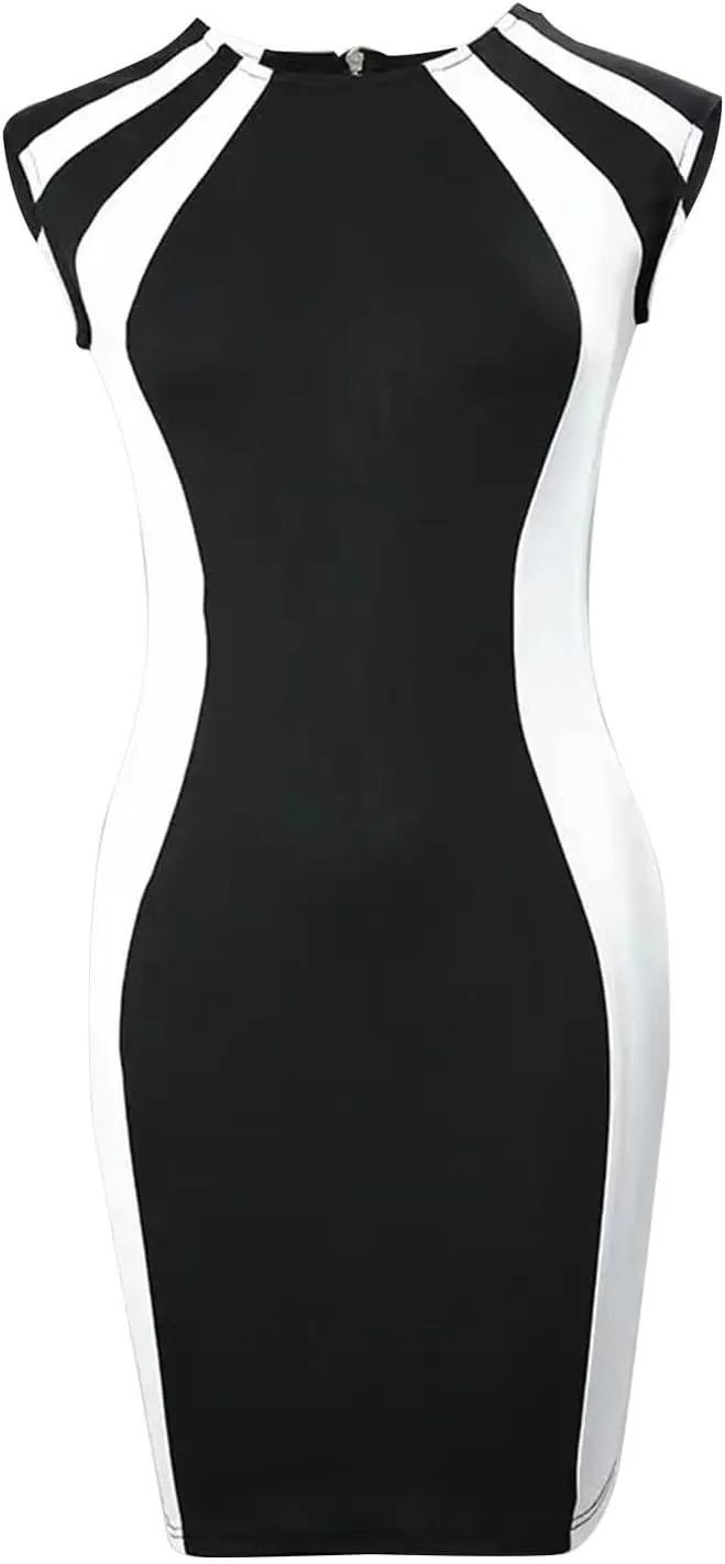 SHAOBGE Sundresses for Women Trendy 2024 Womens Work Dress 2023 Casual Crew Neck Sleeveless Back Zipper Summer