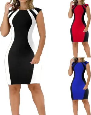 SHAOBGE Sundresses for Women Trendy 2024 Womens Work Dress 2023 Casual Crew Neck Sleeveless Back Zipper Summer