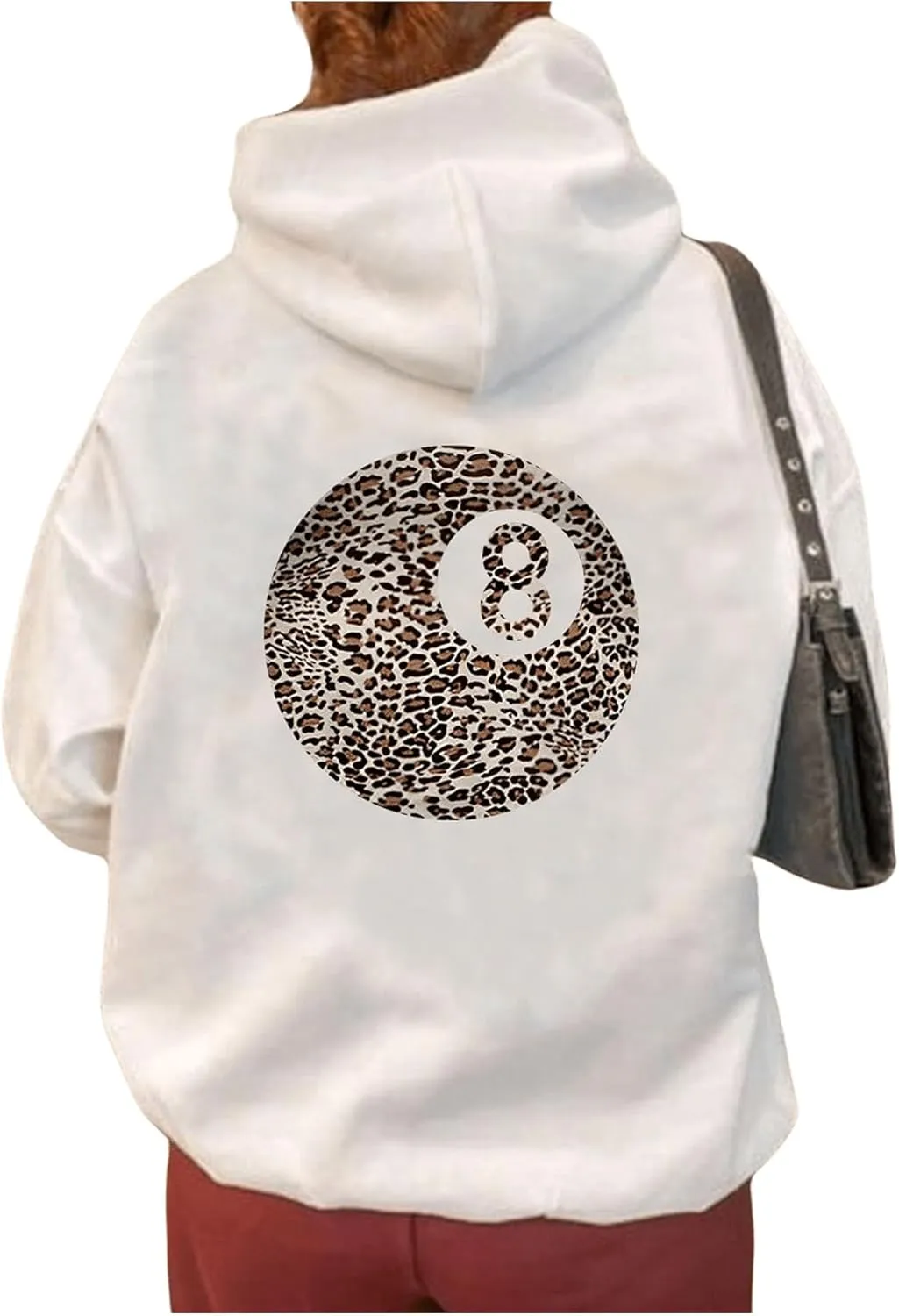 SHENHE Women's Oversized Hoodie Billiard 8 Ball Graphic Leopard Hoodie Pullover Sweatshirt