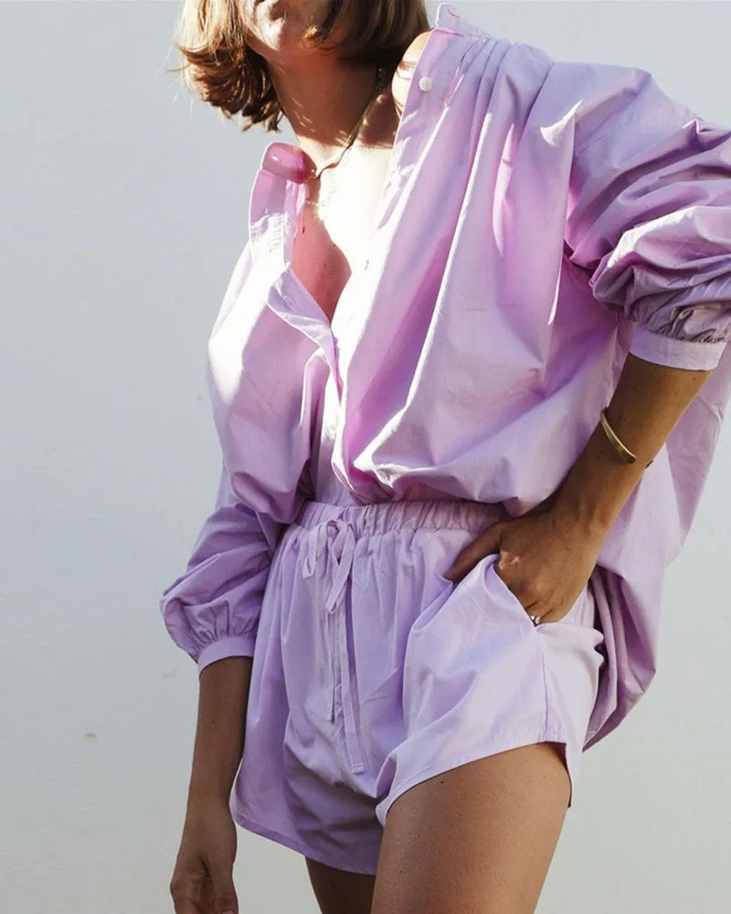 Simple shirt single breasted set