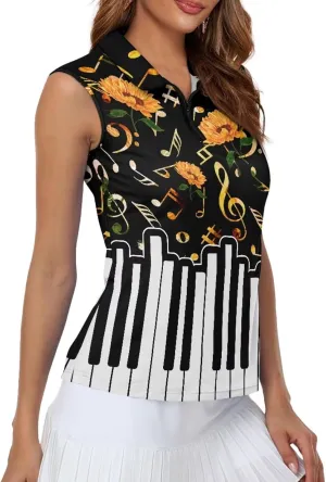 Sleeveless Golf Polo Shirts for Women, Zip Women Sleeveless Golf Shirt, Tank Tops Polo Shirts for Summer