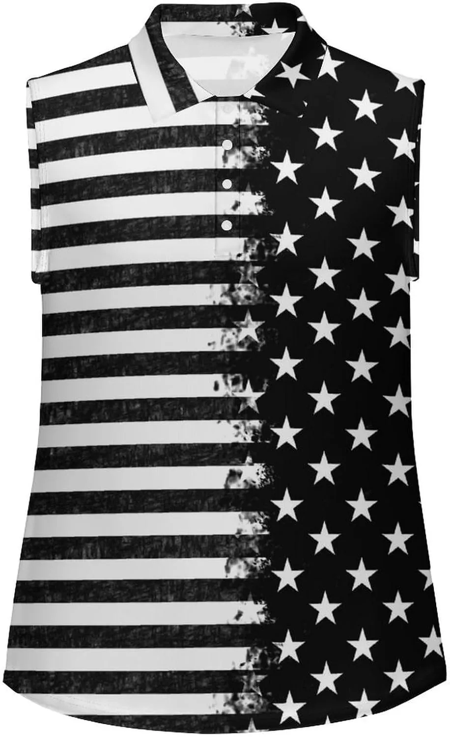 Sleeveless Shirts for Women American Flag V Neck Shirt Casual PO-LO Tank Top Pullover Quick Dry with Designs