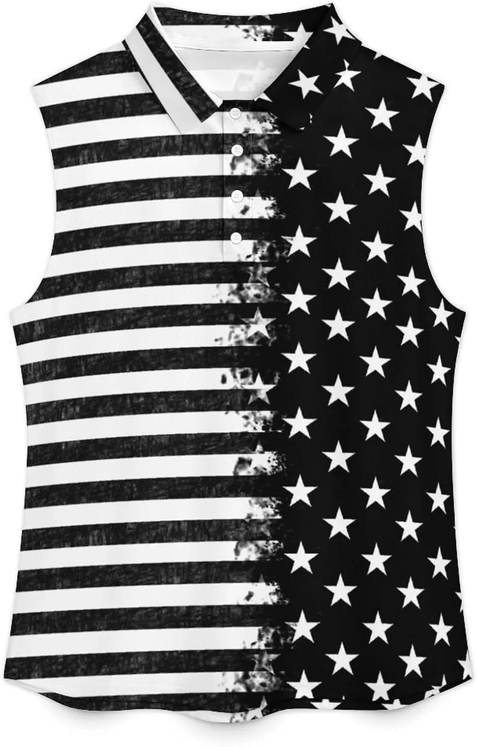 Sleeveless Shirts for Women American Flag V Neck Shirt Casual PO-LO Tank Top Pullover Quick Dry with Designs