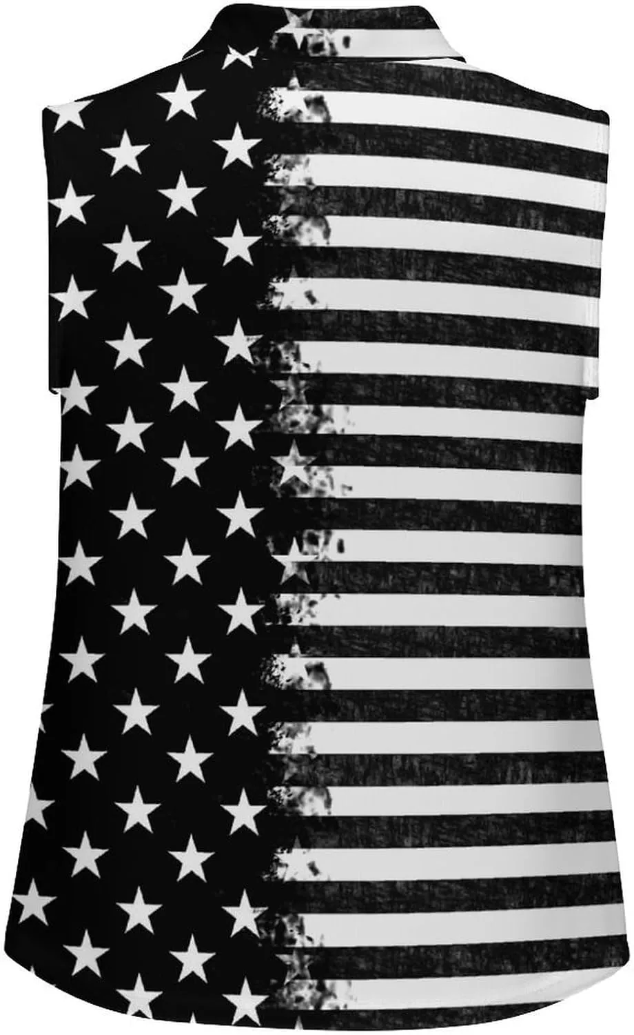 Sleeveless Shirts for Women American Flag V Neck Shirt Casual PO-LO Tank Top Pullover Quick Dry with Designs