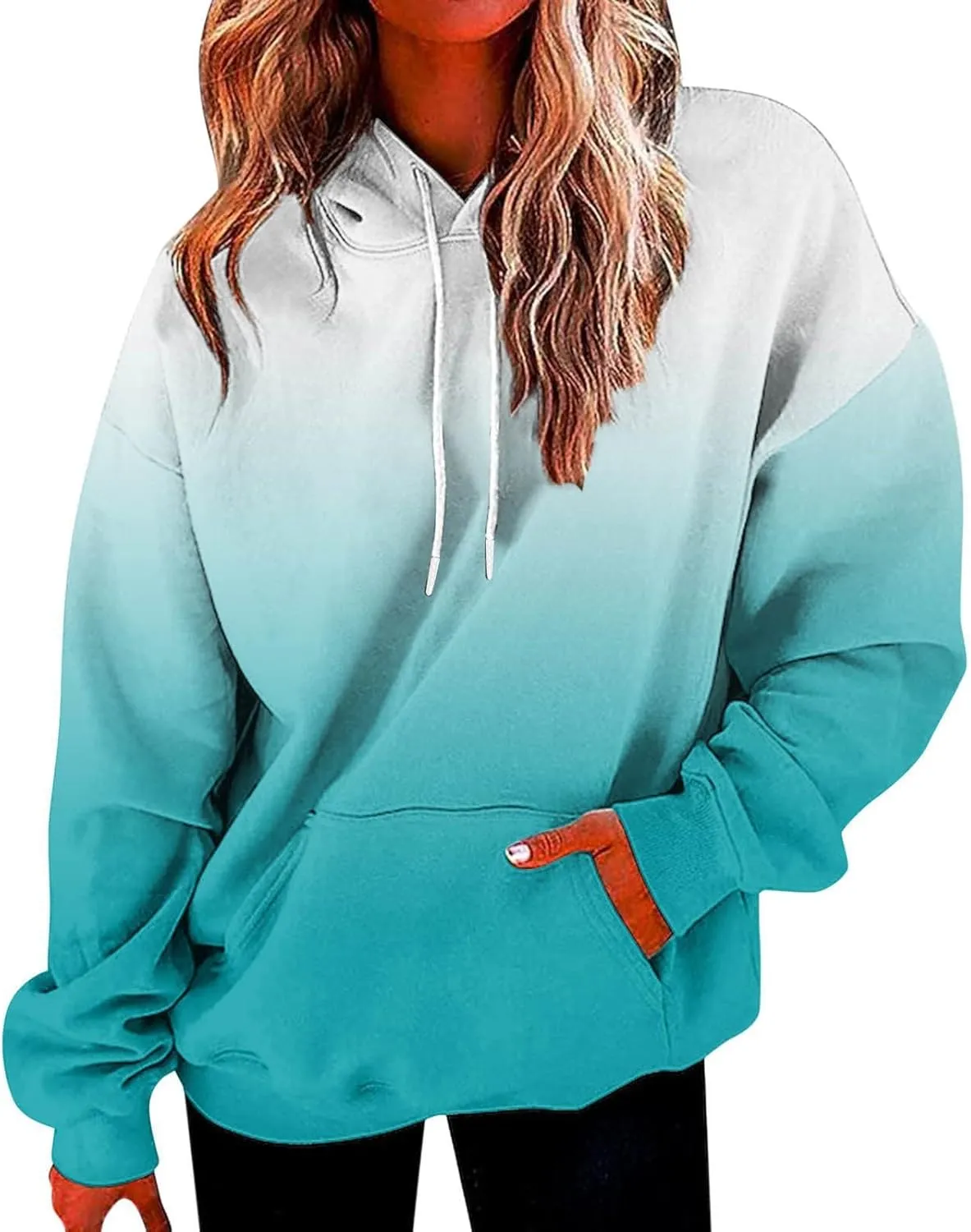 slqdgmryz Womens Oversized Hoodie Plus Size Tie Dye Preppy Swaetshirt with Pockets Comfort Cute Hoodies for Teen Girls
