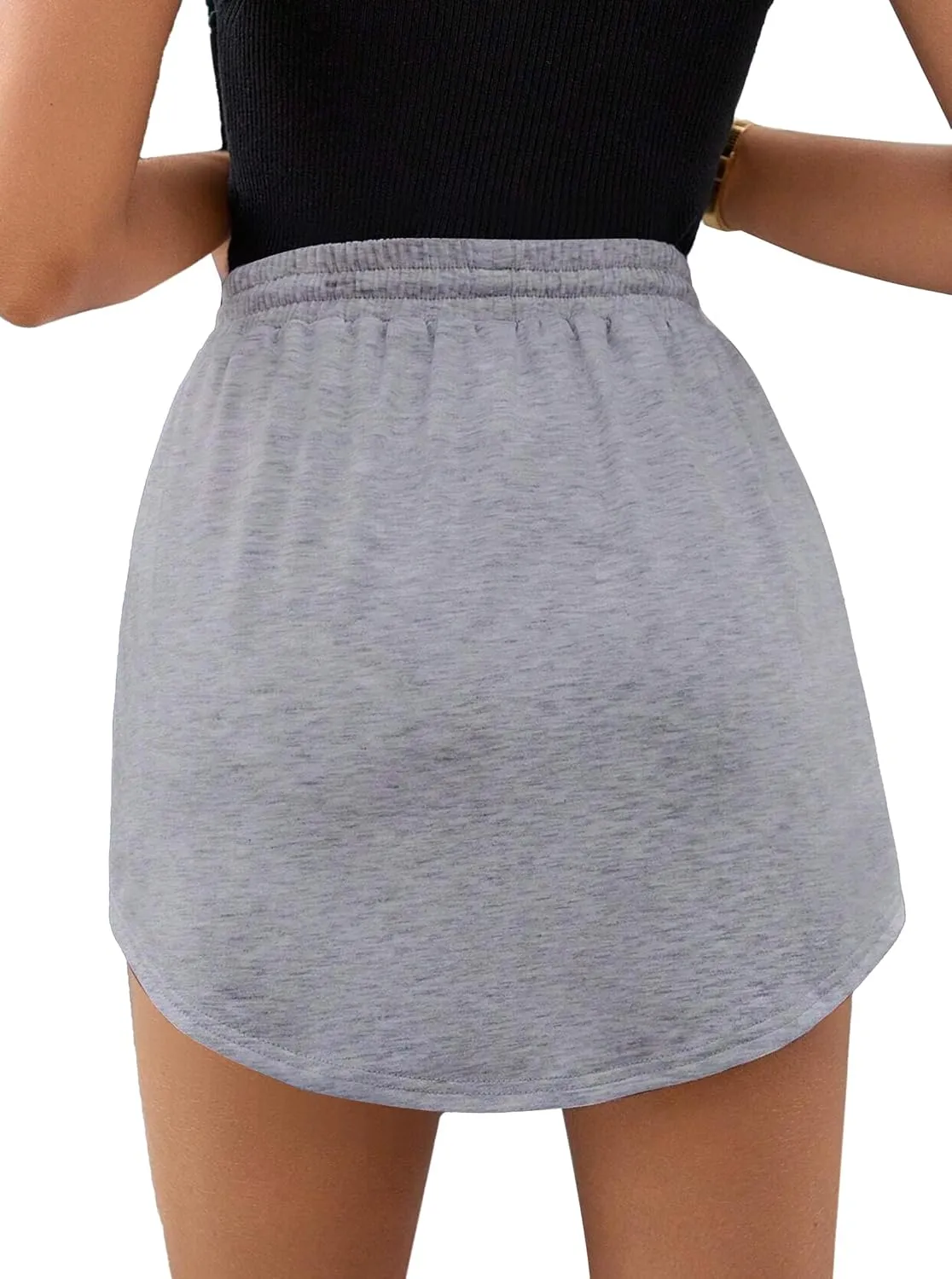 SOFIA'S CHOICE Women's Drawstring Sweat Skirt High Waist Mini Skirts Skorts with Pockets