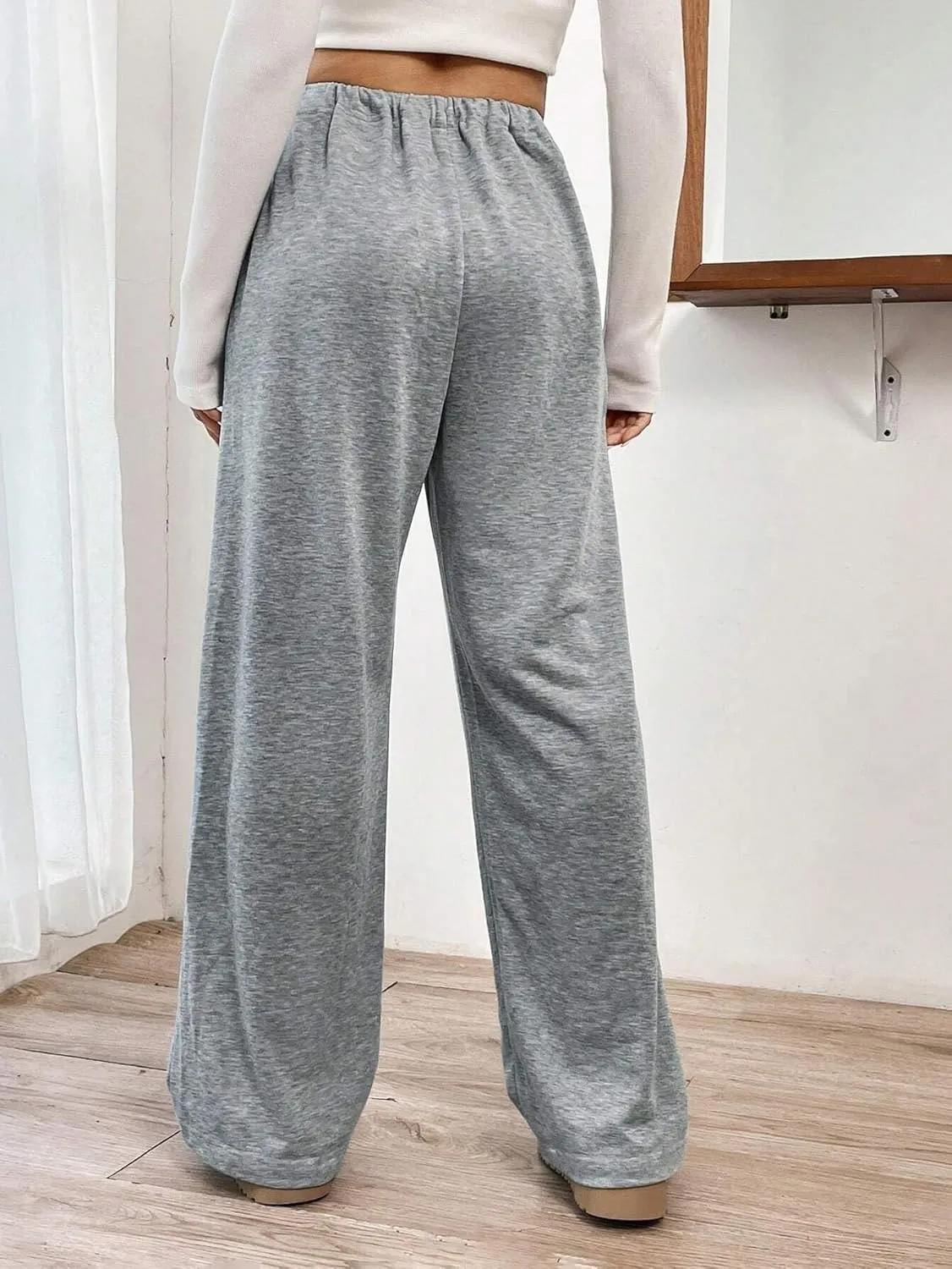 SOFIA'S CHOICE Women's High Waist Drawstring Sweatpants with Pockets Loose Straight Leg Lounge Pant
