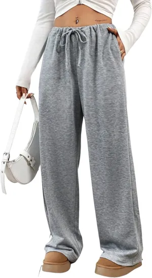 SOFIA'S CHOICE Women's High Waist Drawstring Sweatpants with Pockets Loose Straight Leg Lounge Pant