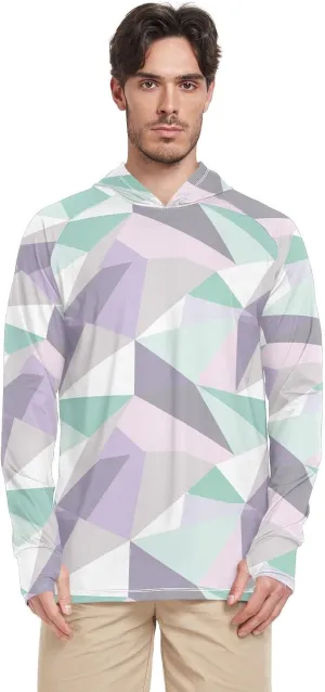 Soft abstract Of Mint Green Men's Sun Protection Hoodie Long Sleeve UPF 50   Sun Shirt With Hood Quick Dry Men UV Rash Guards Hiking Hoodie camisas para hombres de trabajo