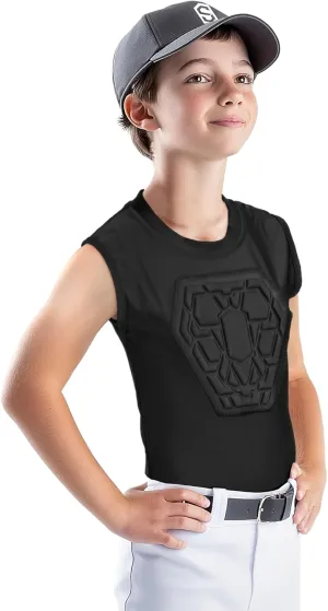 Sports Unlimited Diamond Shield Youth Baseball Padded Shirt, Heart Guard Sternum Protection Compression Shirt, Chest Protector Baseball and Softball