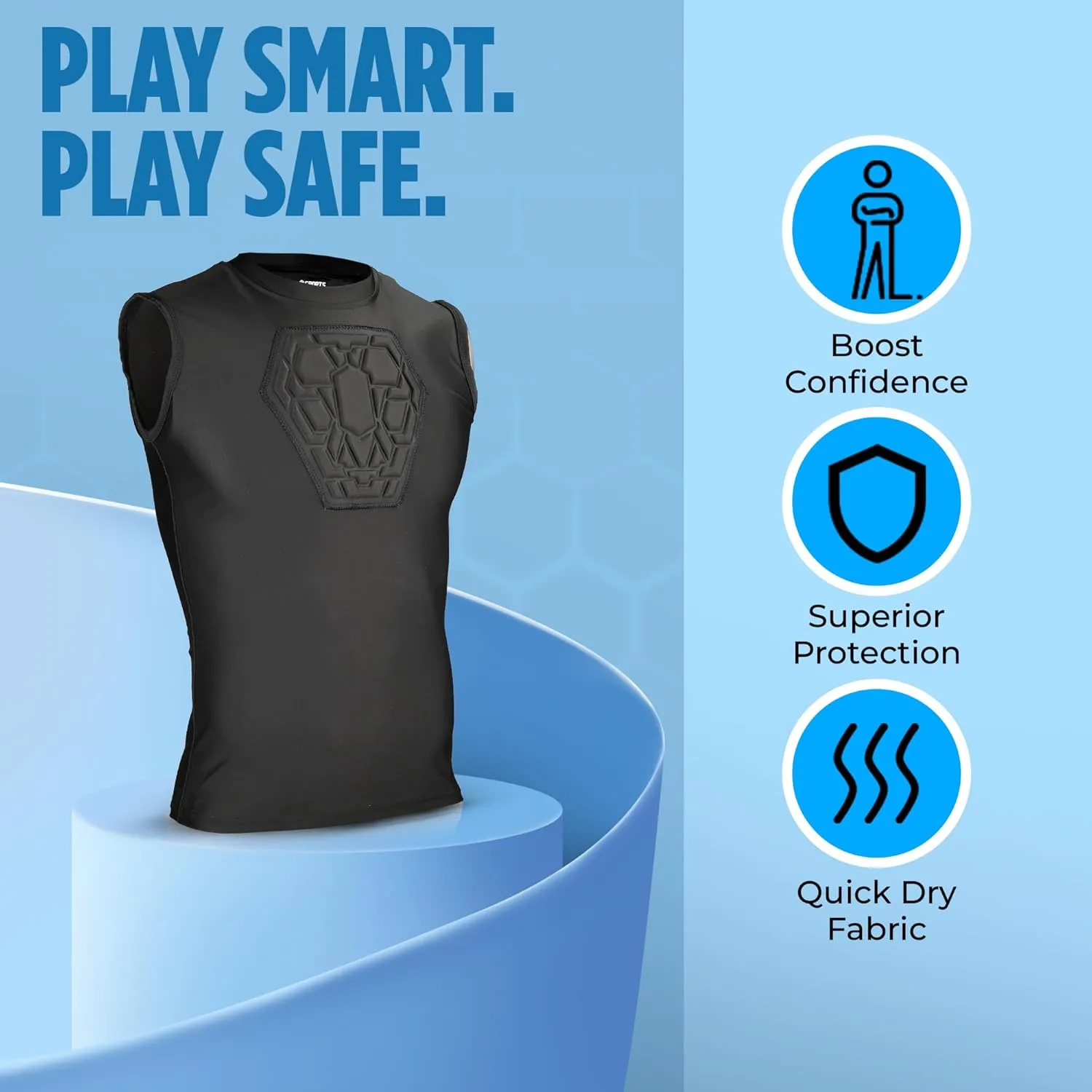 Sports Unlimited Diamond Shield Youth Baseball Padded Shirt, Heart Guard Sternum Protection Compression Shirt, Chest Protector Baseball and Softball