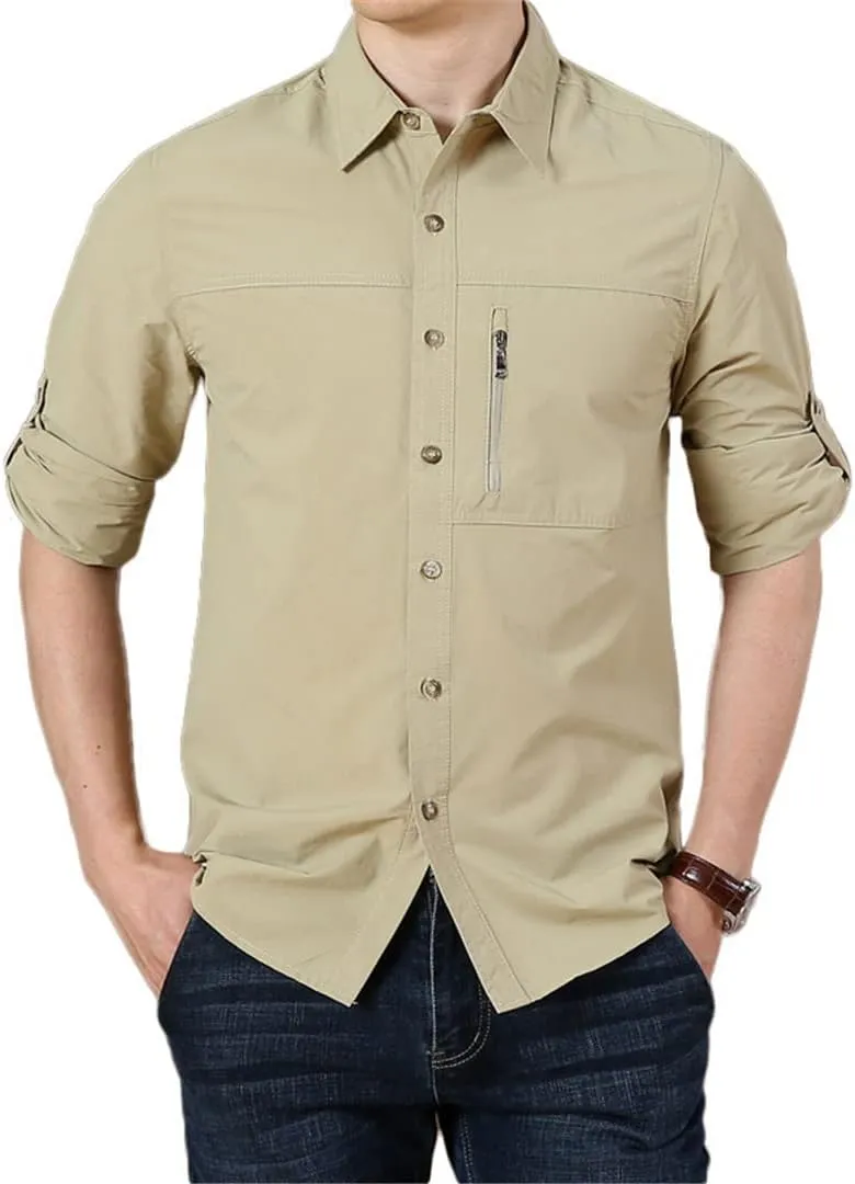 Spring Summer Quick Dry Long Sleeve Cargo Shirt Men's Large Size Outdoor Hiking Sports Tactical Shirt Military Tops Male