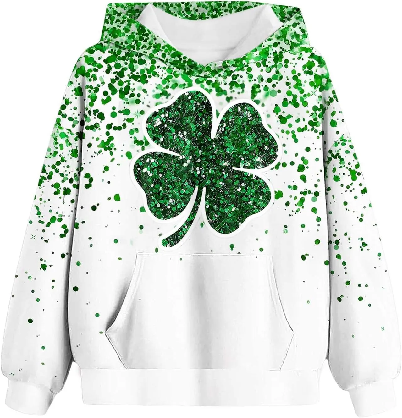 St Patrick's Day Outfit Girl Oversized Saint Pattys Hoodies Casual Shamrock Clover Print Hooded Pullover Tops