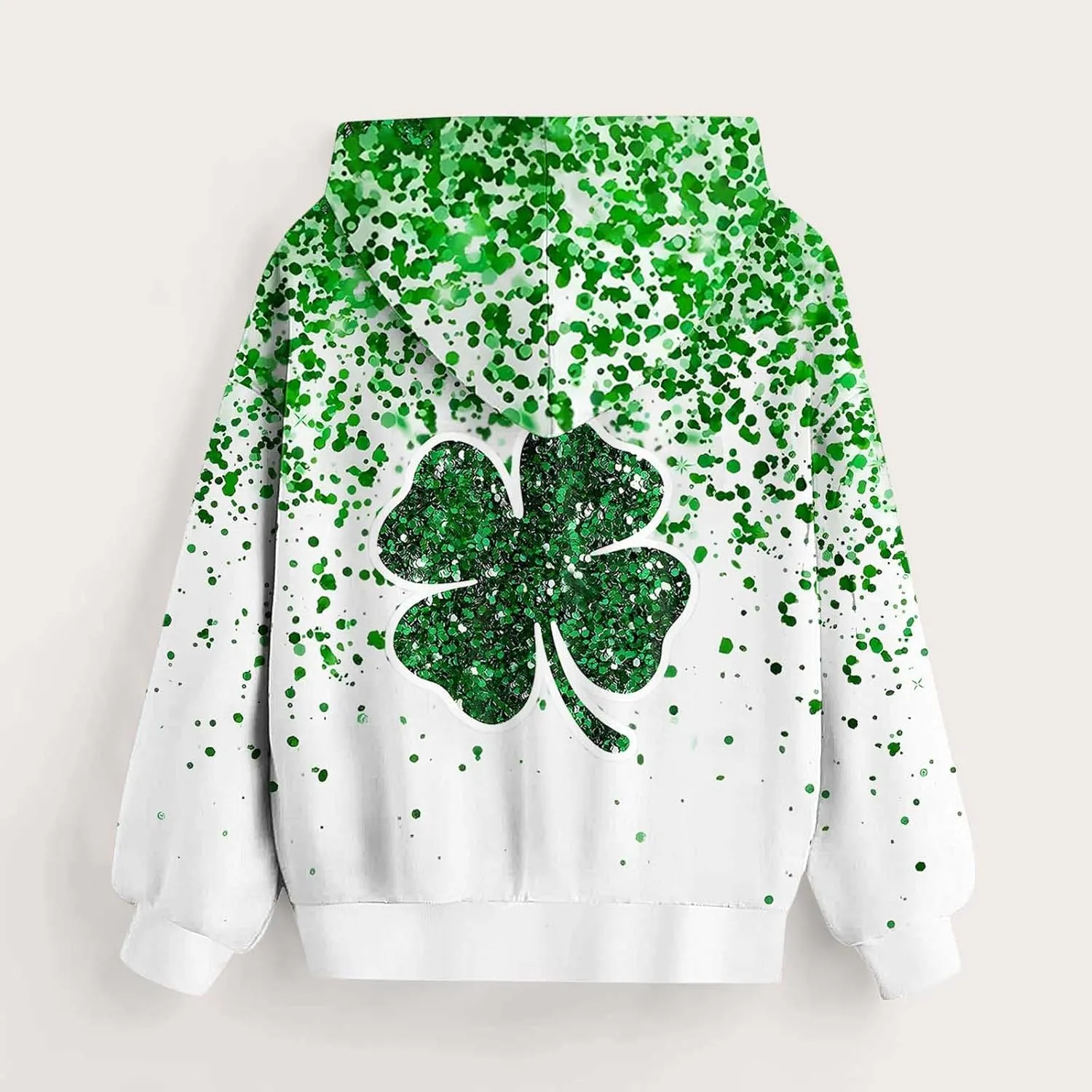 St Patrick's Day Outfit Girl Oversized Saint Pattys Hoodies Casual Shamrock Clover Print Hooded Pullover Tops