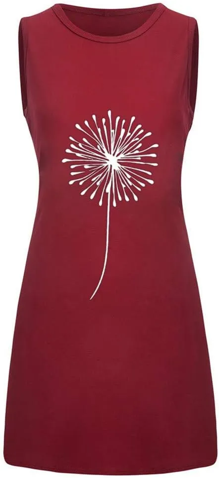 Summer Dresses for Women 2024 Plus Size Floral Beach Sundresses Casual Sleeveless Crewneck Trendy Swing Dress